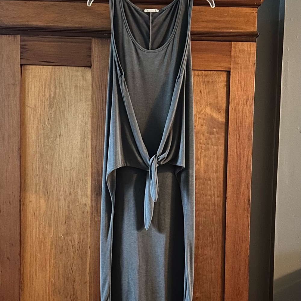 Elegant Gray/Blue Midi Sleeveless Dress